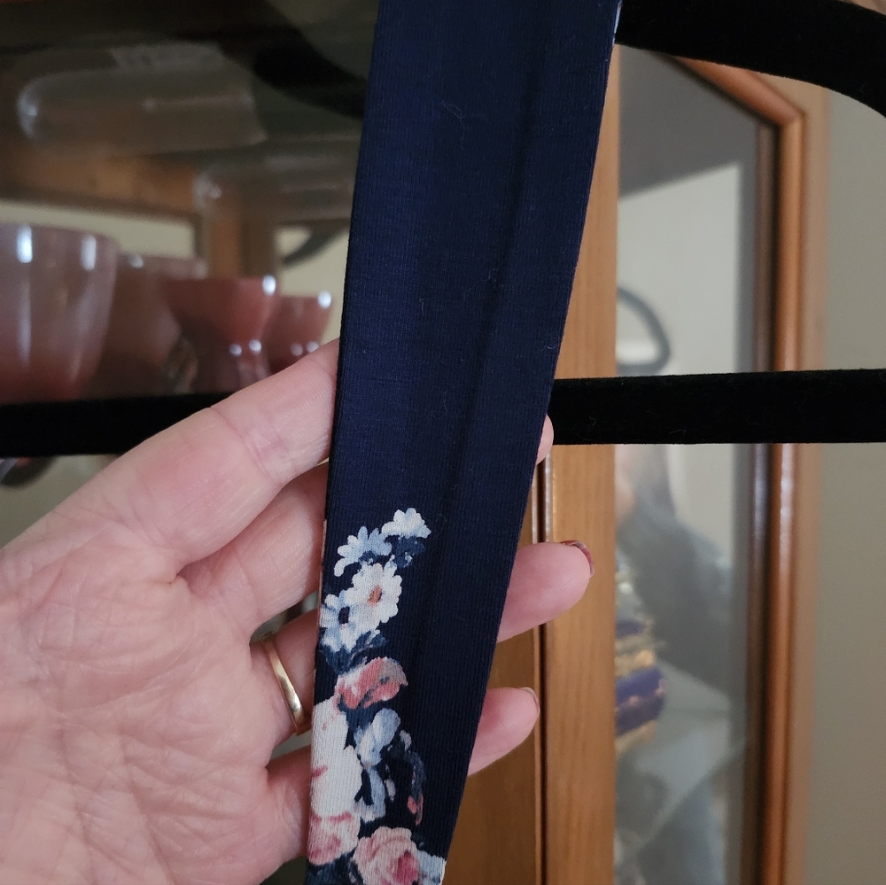 Michel Studio Navy Floral Dress with Pink and White Flowers. - Picture 5 of 8